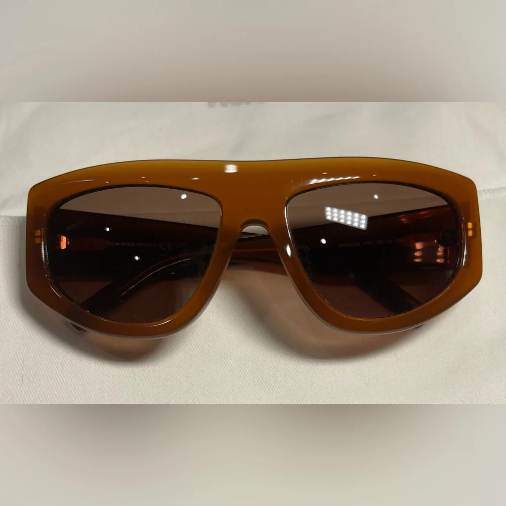 MCM Square Sunglasses with Gold Tone Logo Hardware, dust bag and pouch case NWT